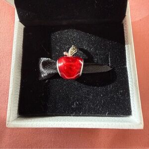 Retired Pandora Disney Snow White's Red Apple Charm In Pandora Box